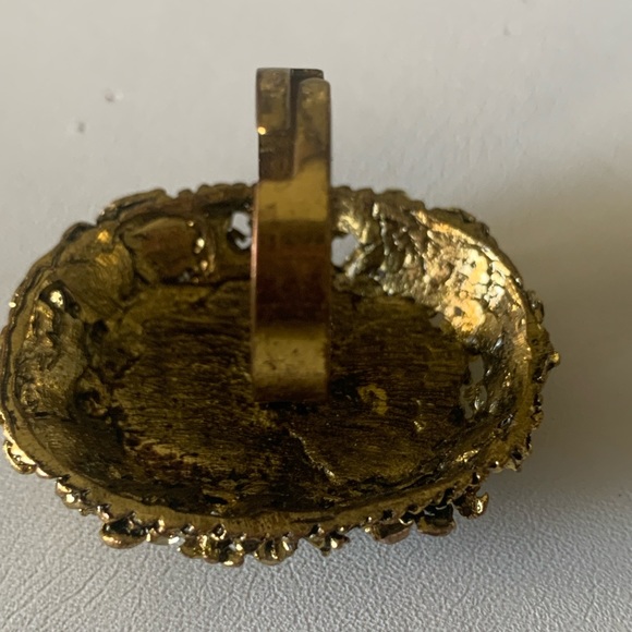 Cameo ring green and gold - Picture 5 of 9